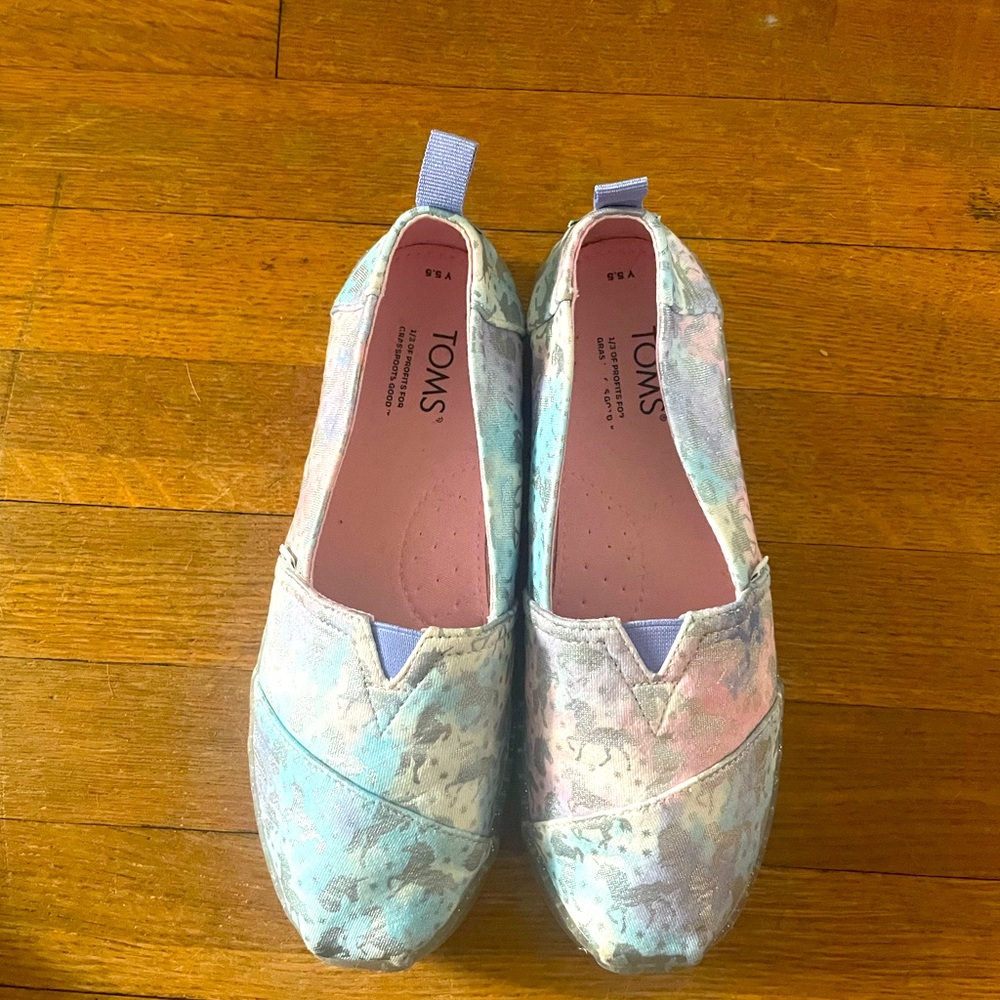 Girls Alpargata Bright Iris Foil Unicorn Multicolor Tie Dye Slip-On size Y 5.5